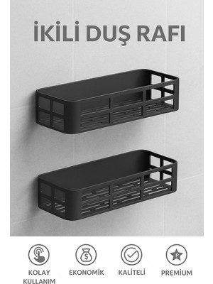 Depozee Banyo Düzenleyici Şampuanlık Sabunluk 2 Li Set Lamalı Güçlü Kaliteli Yapışkanlı Duş Rafı Organizer