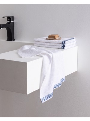 Madame Coco Topaze 4'lü Pamuklu El Havlusu - Beyaz/mavi - 30X45 cm