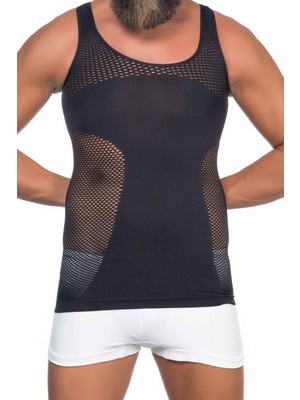 Çamaşır Kenti Siyah Mı Emay E1006 Fileli Erkek Korse Atlet