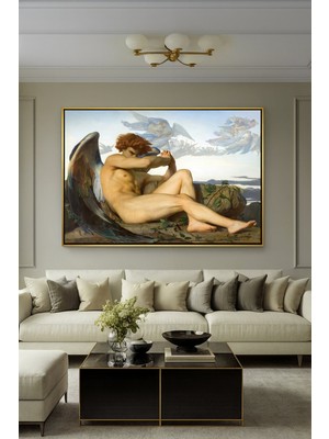 Wallivo Alexandre Cabanel'in Asi Güzelliği Düşmüş Melek Romantizm Akımı Bronz Metal Çerçeveli Kanvas Tablo