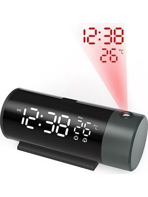 Hpytech📢 Projeksiyonlu LED Dijital Çalar Saat ⏰ USB Güç + Çift Alarm 🔔 Sıcaklık Ölçer 🌡️ Tavan & Duvar Yansıtma USB Masa Saati