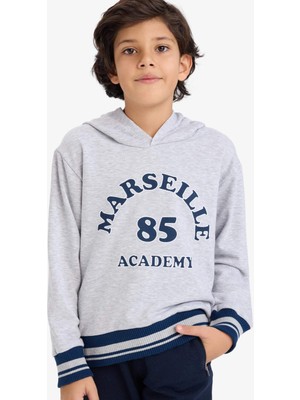 DeFacto Erkek Çocuk Gri Baskılı Kapüşonlu Sweatshirt C9788A824AU
