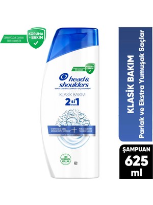 Head&Shoulders Head & Shoulders 2'si 1 Arada Klasik Bakım Kepek Şampuan 625 ml Dökülen Saçlar için Etkili Bakım