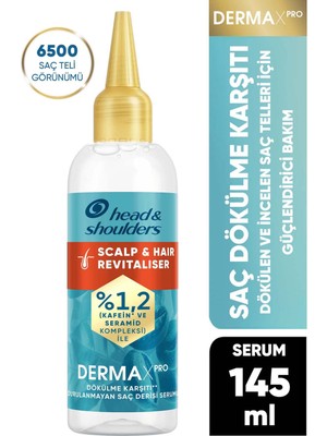 Head&Shoulders DermaXPRO Scalp & Hair Revitaliser Dökulme Kasiti Durulanmayan Saç Derisi Serumu Kafein ve Seramid ile 145ml