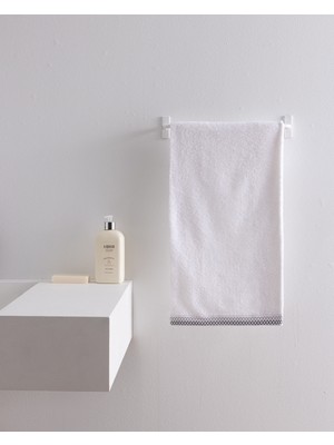 Madame Coco Topaze Pamuklu Yüz Havlusu - Beyaz/gri - 50X70 cm