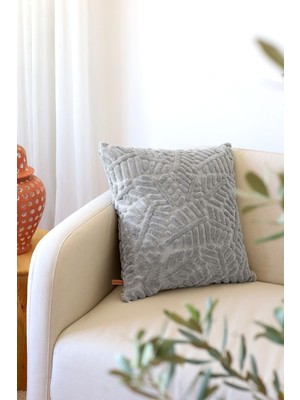 Hamur Bohem Özel Tasarım Punch Panç Desen Kare Dekoratif Kırlent Kılıfı Forest Gri