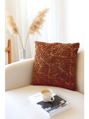 Hamur Bohem Özel Tasarım Punch Panç Desen Kare Dekoratif Kırlent Kılıfı Forest Taba