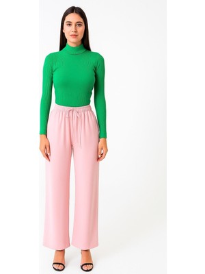 Ribana Classic Kadın Lastikli Yüksek Bel Bol Paça Kumaş Pantolon