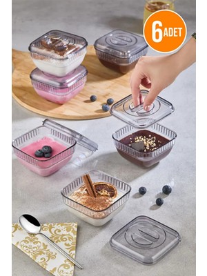 Orvila 6'lı Kapaklı Kase Takımı | Kahvaltılık Çerezlik Sunumluk Tatlı Saklama Kabı