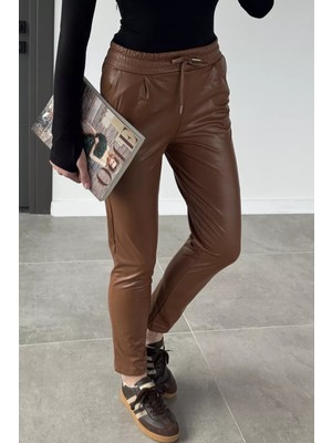 Gülseli Kadın Yüksek Bel Içi Şardonlu Suni Deri Pantolon P-00013615