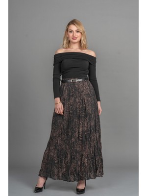 MissVina Kraş Beli Lastikli ve Kemerli Astarlı Etek 6851