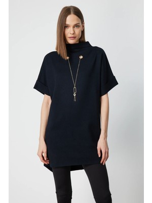 On Kadın Zincir Aksesuarlı Kısa Kollu Tunik 65360 Siyah