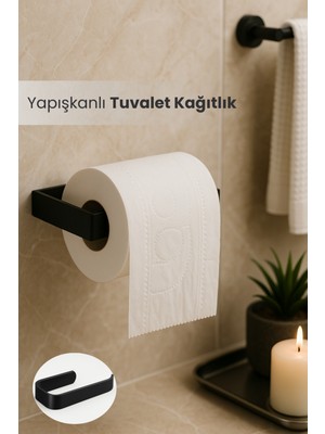 Orvila Yapışkanlı Lüks Tasarım Lamalı Tuvalet Kağıtlığı - Modern Banyo Kağıt Havluluk - Delmeden Montaj