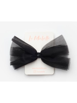 Le Mabelle Siyah  Simli Bağlamalı Kız Çocuk Tül Klips Toka