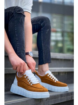 Etiler Collection KB-X10 Kuback Taba Süet Beyaz Yüksek Taban Günlük Spor Ayakkabı