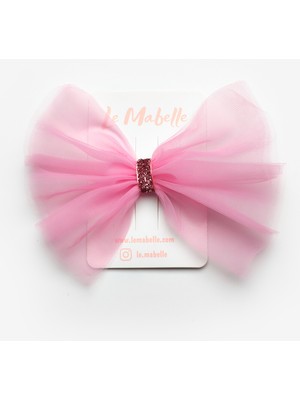 Le Mabelle Fuşya  Simli Bağlamalı Kız Çocuk Tül Klips Toka