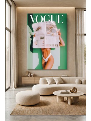 Wallivo Vogue Gazete Temalı - Model Kadın Kolaj Kanvas Tablo