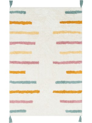 Akbel Halı Cotton Boon XW CBN 03 Çok Renkli - Yıkanabilir Kaymaz Naturel Pamuk Bebek Halısı