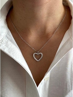 Hercy Zirkon Taşlı Işıltılı Model Kalp Kolye