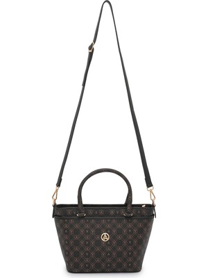 Armine Trend Uzun Askılı Kova Çanta Siyah Baskılı ARM167