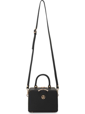 Armine Piramit Çift Körüklü Omuz ve El Çantası Siyah ARM168