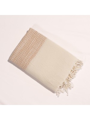 Ve Yeniden Müslin Jakarlı Peştamal – Bej – %100 Organik Pamuk