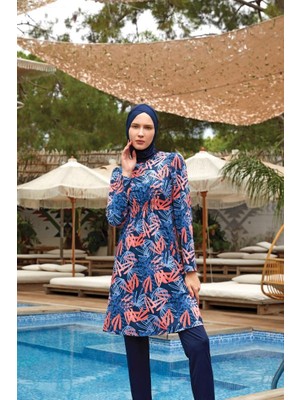 Maresiva Lucas 8010 Tam Boy Lycralı Dijital Desen Tesettür Mayo