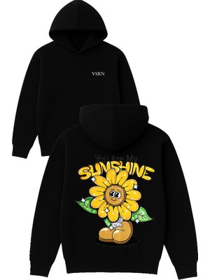 Vsrn You Are My Tasarım Baskılı Oversize Siyah Kapüşonlu Sweatshirt