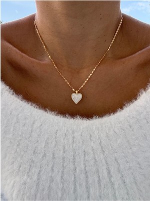 Hercy Kalp Mineli Altın Kaplama Zincir Kolye