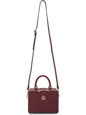 Armine Trend Piramit Çift Körüklü Omuz ve El Çantası Bordo ARM168