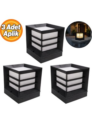 Badem10 Mega Izgaralı Set Üstü Bahçe Duvar Armatürü Aplik 3 Adet Şık Dış Mekan Dekoratif Aydınlatma Lambası