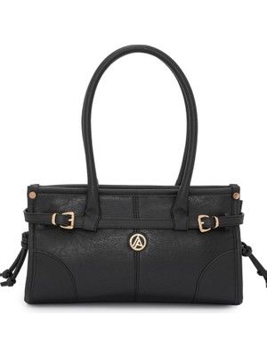 Armine Trend Önden Kemerli Kol Askılı Çanta Siyah ARM176