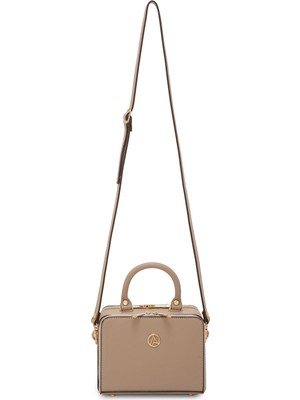 Armine Trend Piramit Çift Körüklü Omuz ve El Çantası Bej ARM168