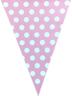 Best Parti Pembe Beyaz Puanlı Üçgen Flama