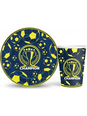 Bal10 Dünyası Sarı Lacivert Taraftar Tabak Bardak Seti