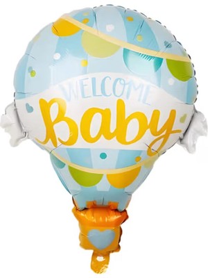 Best Parti Welcome Baby Yazılı Mavi Folyo Balon