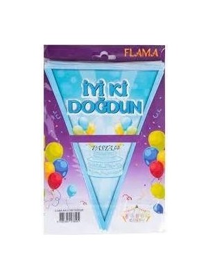 Best Parti Iyiki Doğdun Mavi Balonlu Üçgen Flama