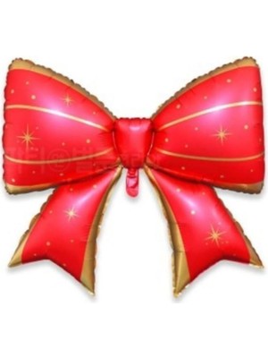 Best Parti Kırmızı Gold Çizgili Kurdela Şekilli Folyo Balon