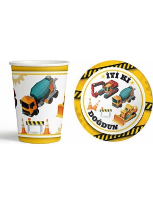 Best Parti Inşaat Temalı Tabak Bardak Seti