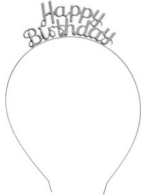 Best Parti Happy Bırthday Yazılı Gümüş Renk Metal Taç