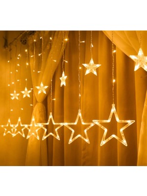 Best Parti 8 Fonksiyonlu Dekoratif Yıldız Desenli Perde LED