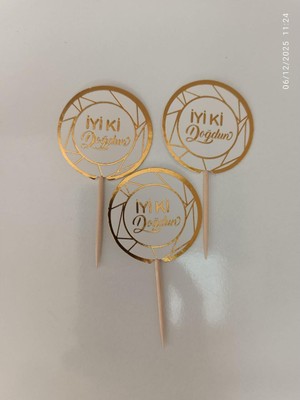 Best Parti 8'li Pasta Kürdanı Iyiki Doğdun Gold Yaldızlı Beyaz