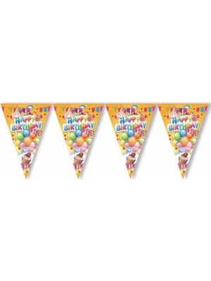Best Parti Happy Bırthday Balonlu Üçgen Flama