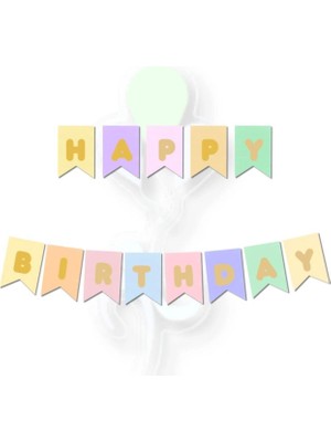 Best Parti Iyiki Doğdun Makaron Gold Renk Zigzag Banner