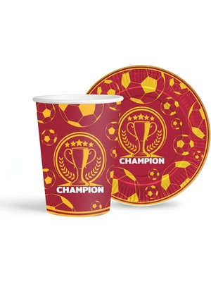 Best Parti Sarı Kırmızı Taraftar Tabak Bardak Seti