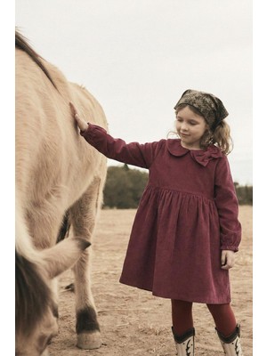 Cigit Kadife Elbise 1-8 Yaş Mürdüm