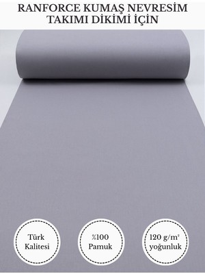 Fabricstown Ranforce Kumaş Nevresim Dikimi Için – %100 Pamuk, 240 cm × 100 Cm, Düz Boyalı