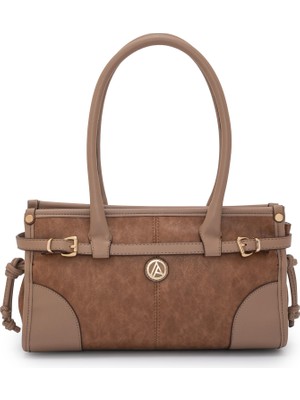 Armine Trend Önden Kemerli Kol Askılı Çanta Vizon ARM176