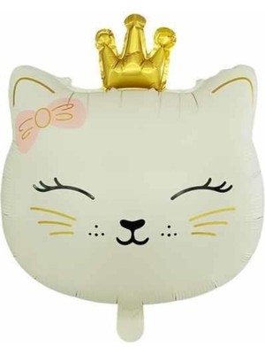 Best Parti Kedi Kafa Krem Renk Folyo Balon