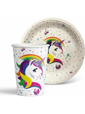 Bal10 Dünyası Unicorn Temalı Tabak Bardak Seti